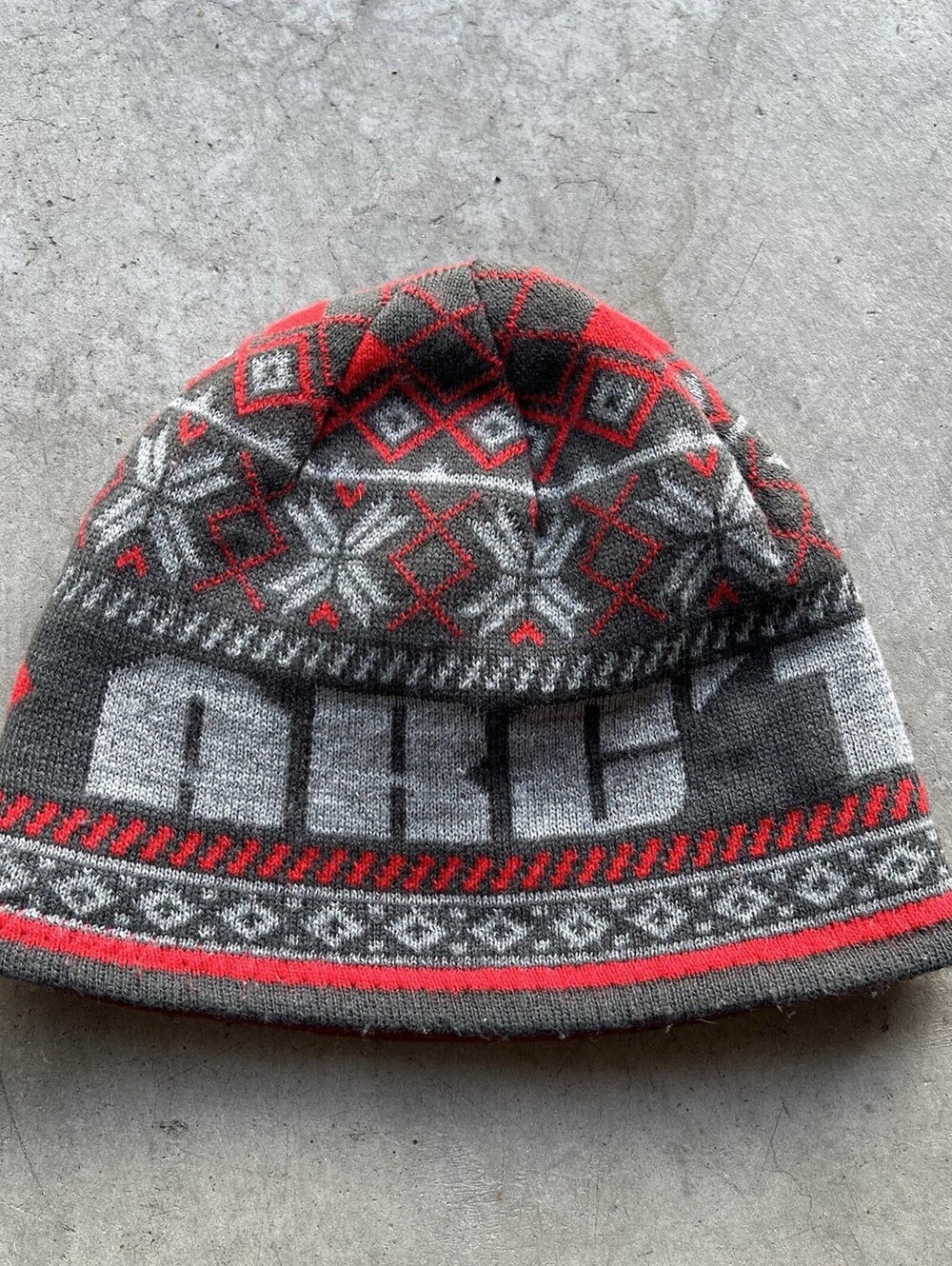 Vintage Arc'teryx Beanie Hat One Size Reversible Fleece Knit Spellout Toque Red